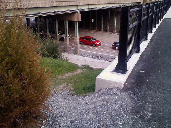 View Down Embankment to Bates Street